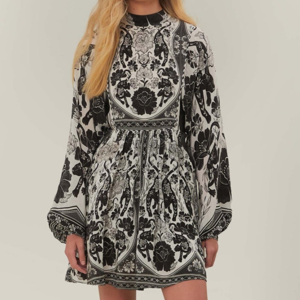 NWT Farm Rio Off-White Flower Leopards Mini Dress